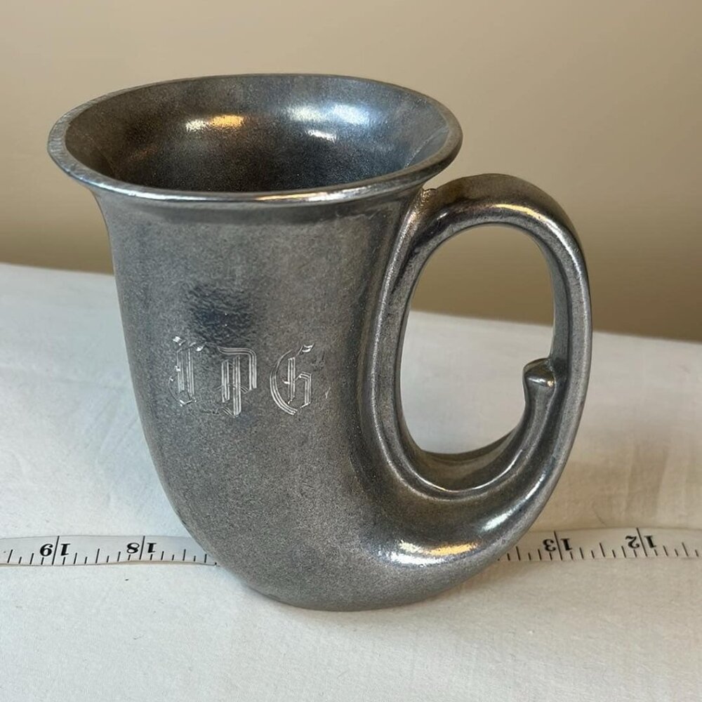Vintage Wilton Armetale "JPG" Horn Mug Tankard Pub Renaissance Props Gift